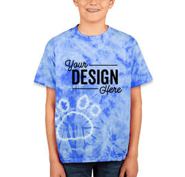 Dyenomite Youth Paw Print Tie-Dye T-shirt - Color: Royal