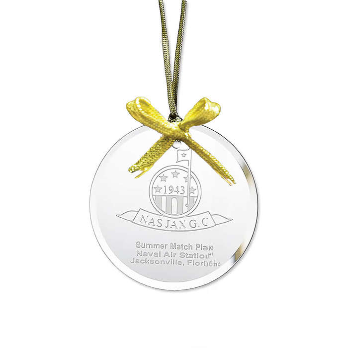 Laser Engraved Round Glass Ornament