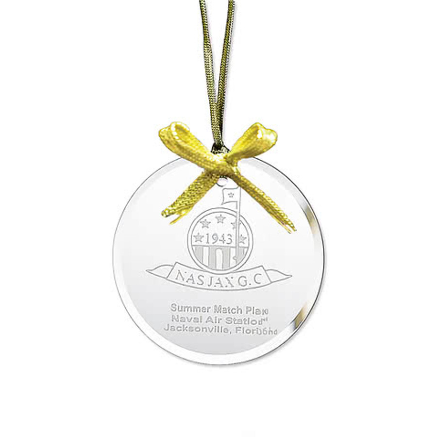 Laser Engraved Round Glass Ornament in Clear