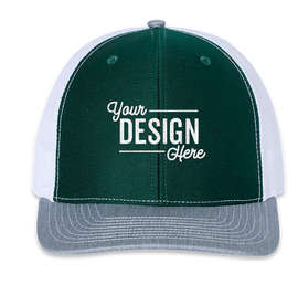 Richardson Snapback Trucker Hat - Color: Dark Green / White / Heather Grey