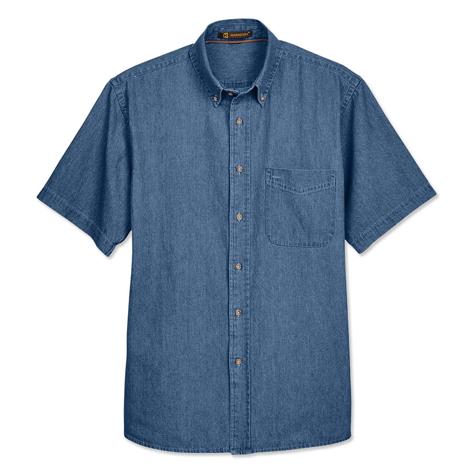 Harriton Denim Short Sleeve Button Down Shirt