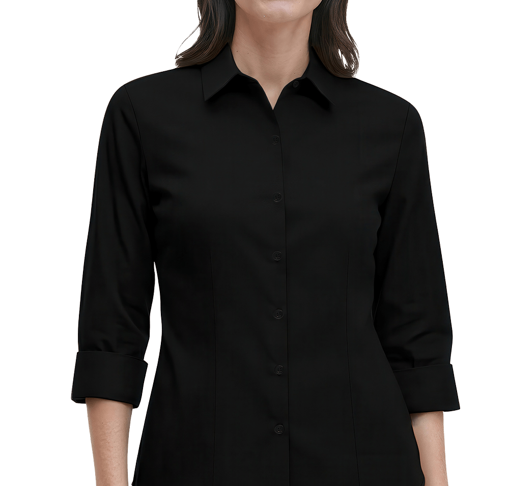 Blue Generation Women’s Fine Line Twill 3/4 Sleeve Shirt-default