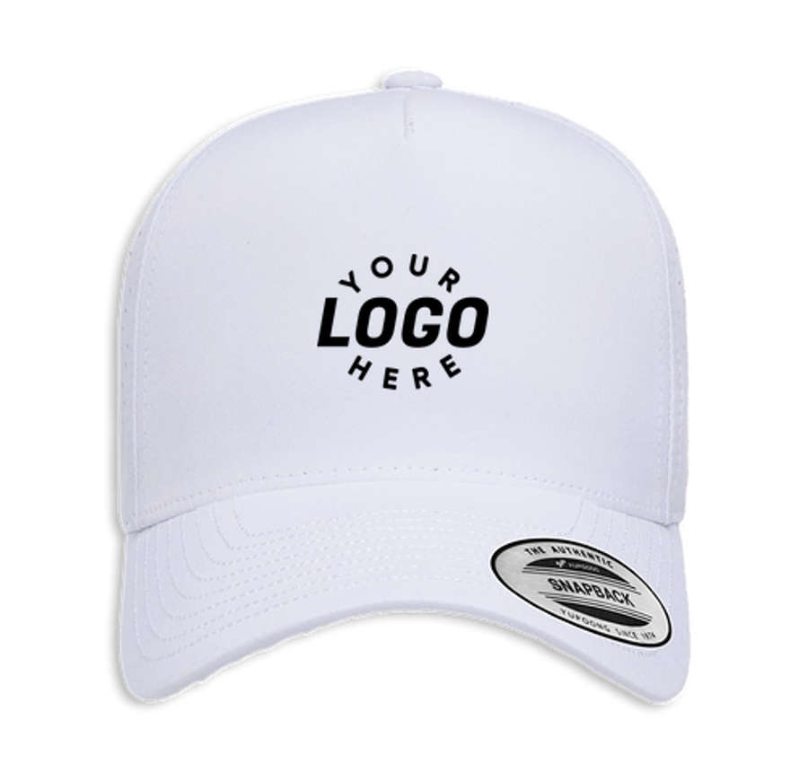 Yupoong Classics Perforated Snapback Baseball Hat - Printed in White