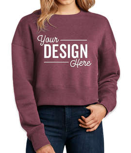 District Women’s Perfect Weight Cropped Crewneck Sweatshirt - Color: Heathered Loganberry