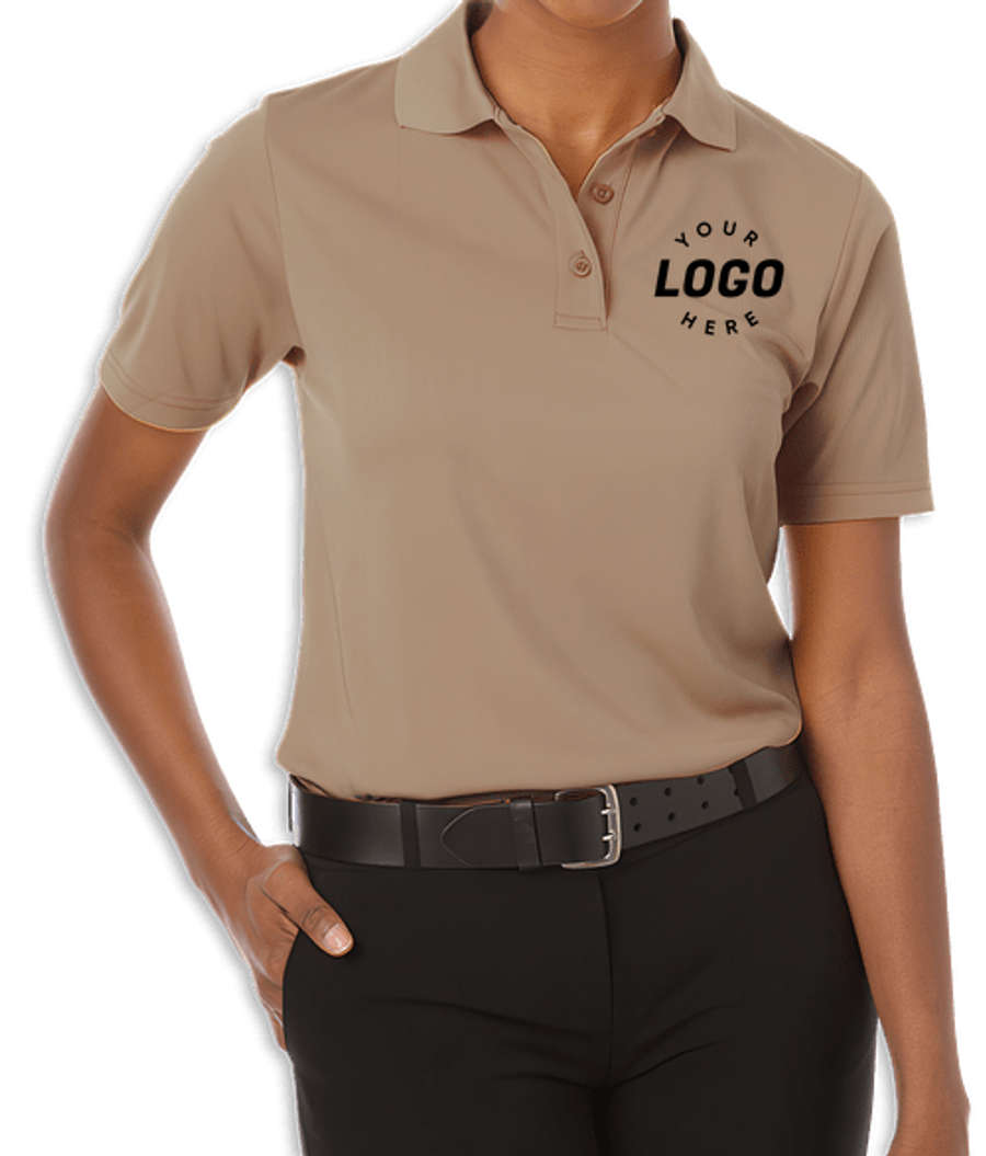 Blue Generation Women's BLU-X-DRI Performance Pique Polo - Printed in Tan