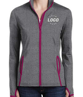 Sport-Tek Women's Sport-Wick Stretch Full Zip Jacket - Color: Charcoal Grey Heather / Pink Rush