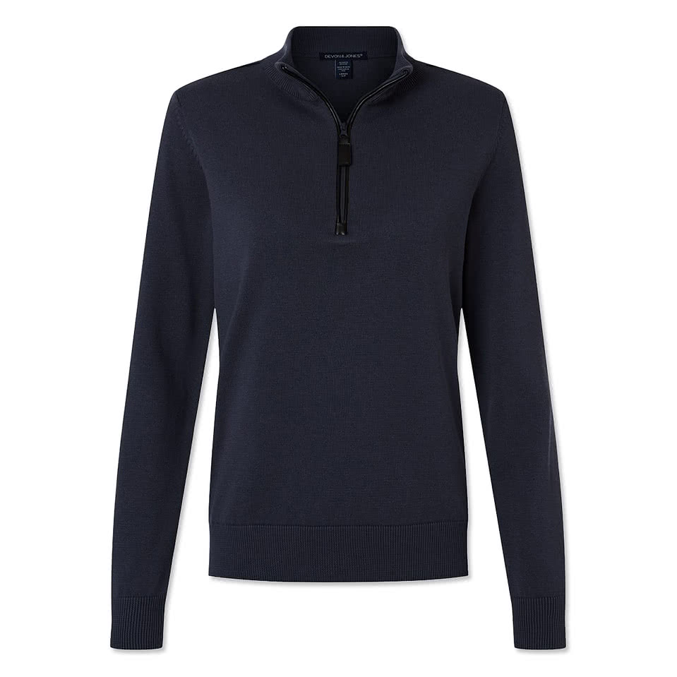 Devon & Jones Women's New Classics Recycled Quarter Zip Sweater - Embroidered