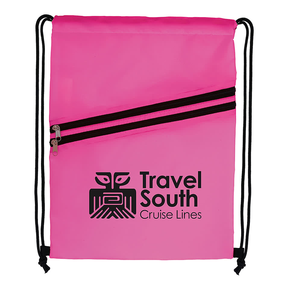 Full Color Neon Multi-Zippered Drawstring Bag