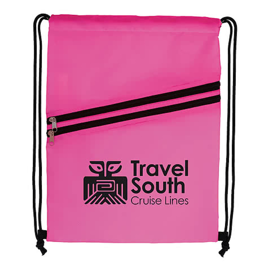 Full Color Neon Multi-Zippered Drawstring Bag