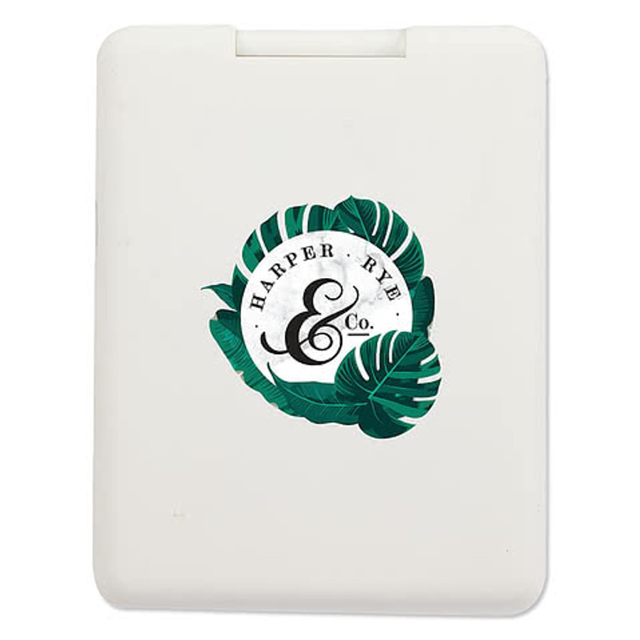 Full Color Rechargeable Recycled LED Compact Mirror in White