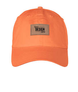 Ahead Largo Washed Twill Baseball Hat with Tan Rectangle Patch - Color: Cantaloupe