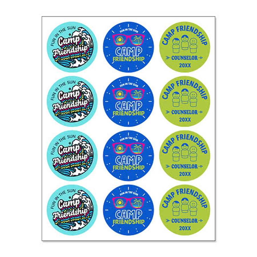 Full Color 2.5 in. Circle Sticker Sheet (12 stickers/sheet) in White