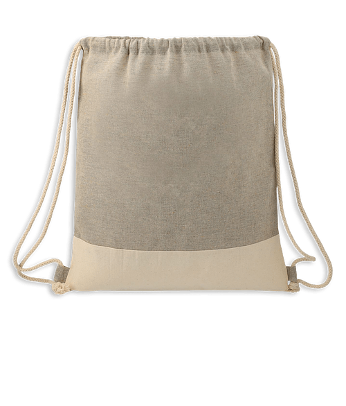 Split Recycled Colorblock Drawstring Bag in Natural / Grey