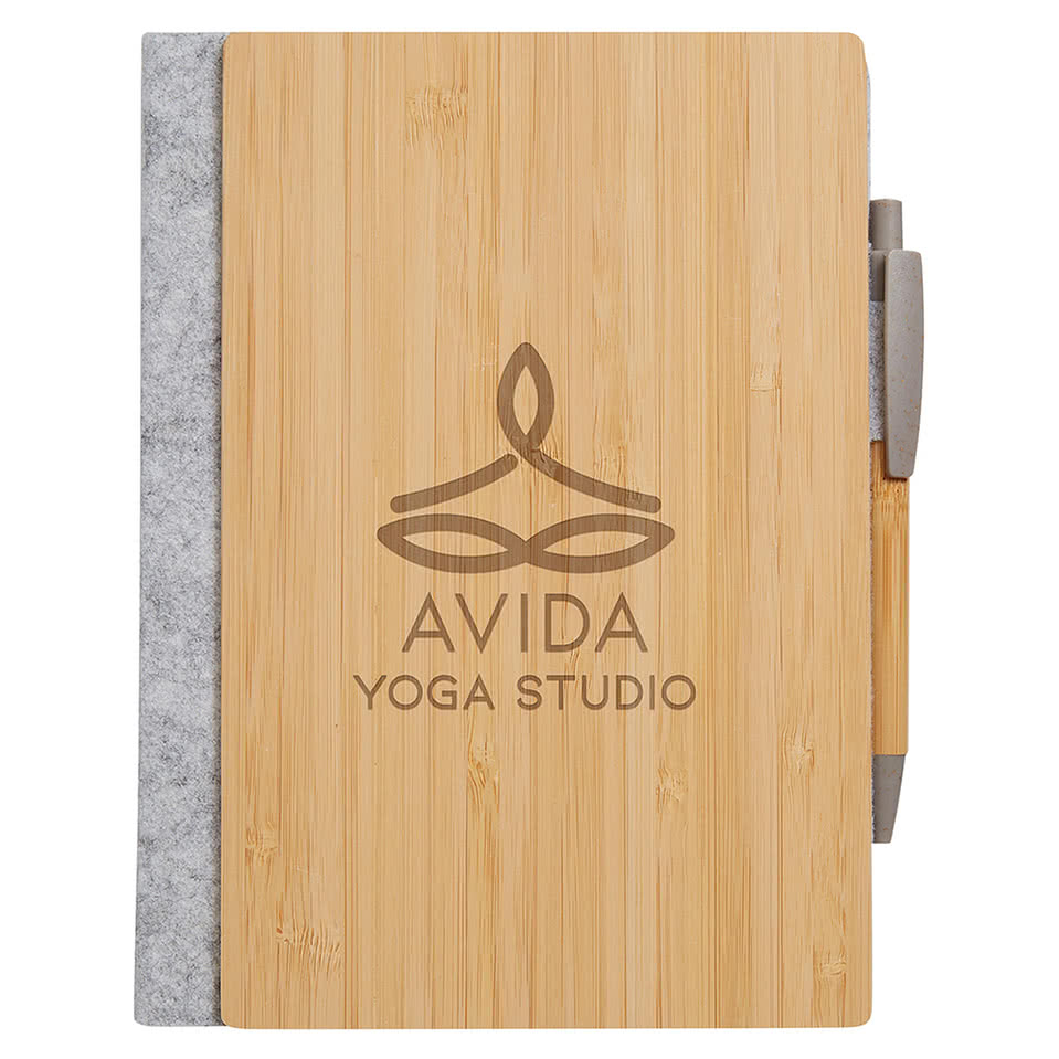 Econscious Grove Refillable Bamboo Hard Cover Notebook with Pen