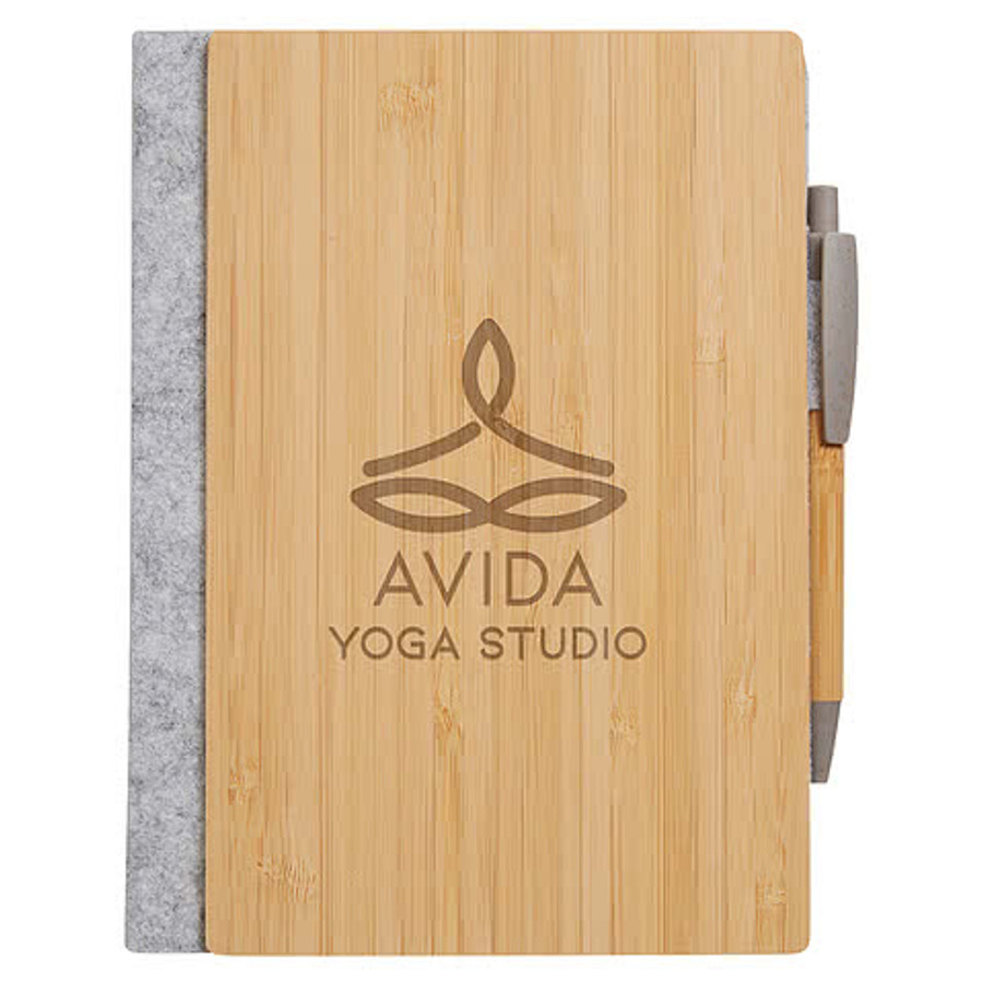 Econscious Grove Refillable Bamboo Hard Cover Notebook with Pen