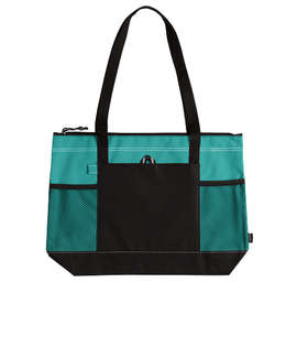 Large Multi-Pocket Zippered Tote Bag - Color: Turquoise