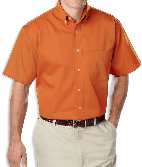 Blue Generation Colorfast Twill Short Sleeve Dress Shirt - Embroidered in Orange