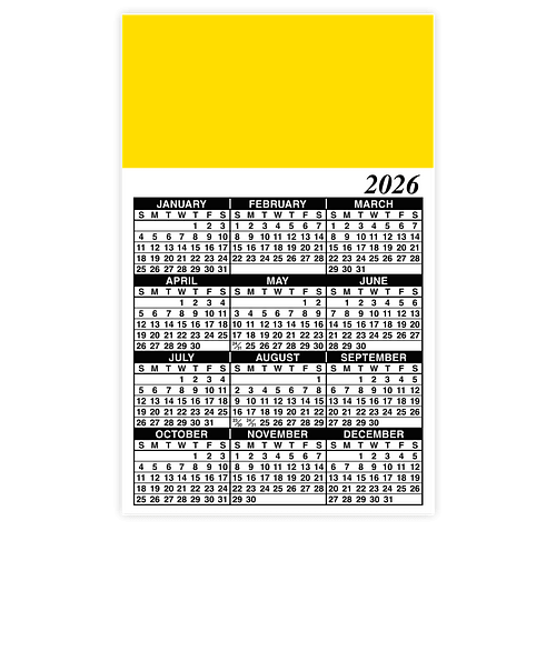 Full Color Calendar Magnet - .019" in Yellow