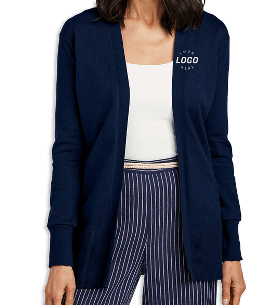 Brooks Brothers Women’s Cotton Stretch Long Open Cardigan in Navy Blazer