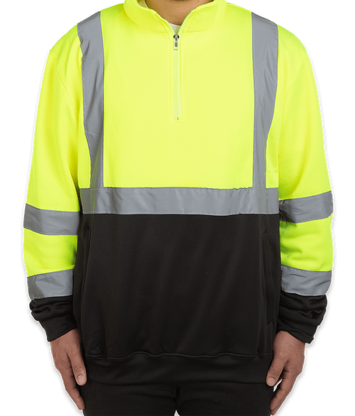 Charles River Class 3 Hi-Vis Safety Quarter Zip Sweatshirt in Lime / Black