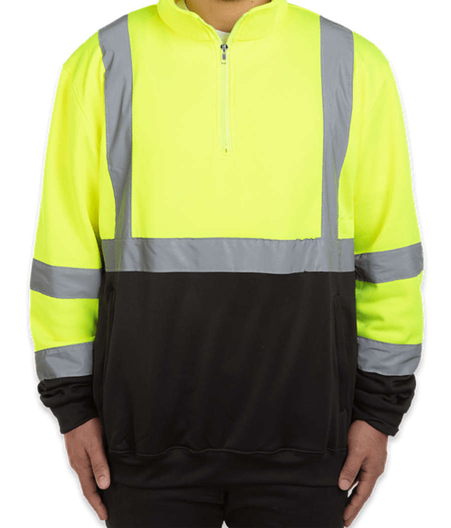 Charles River Class 3 Hi-Vis Safety Quarter Zip Sweatshirt in Lime / Black