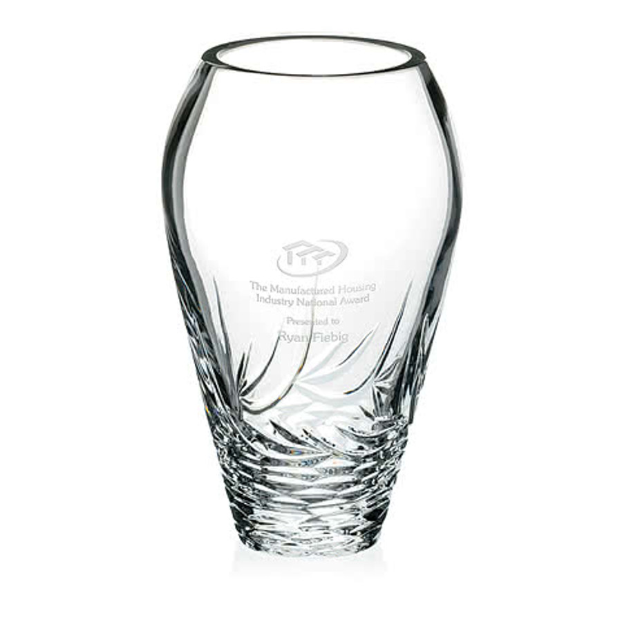 Laser Engraved Whisper-Cut Vase in Clear
