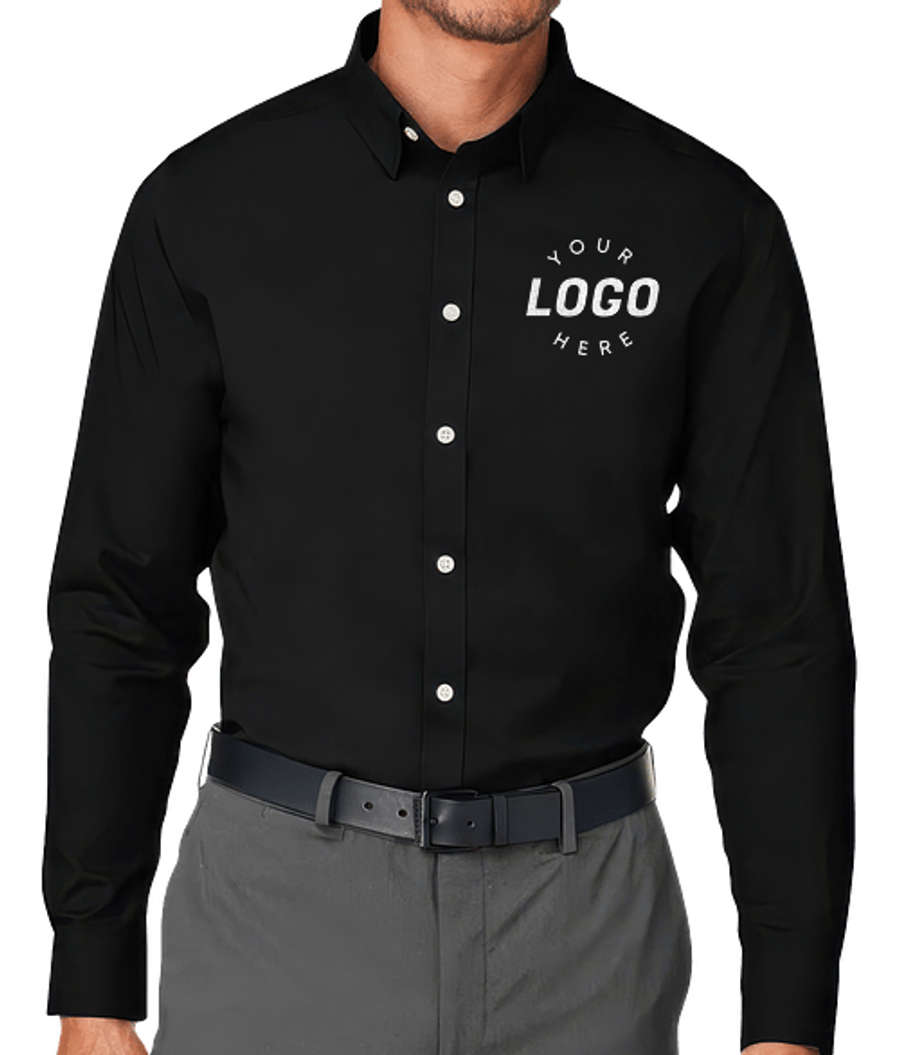 Devon & Jones CrownLux Spencer Poplin Performance Dress Shirt - Embroidered in Black