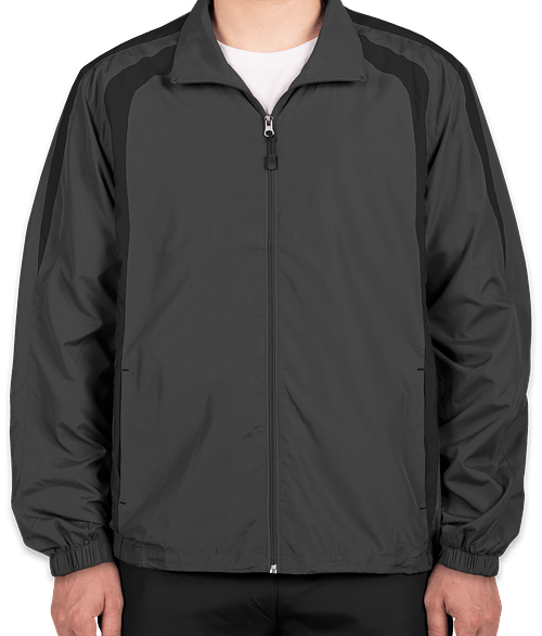 Sport-Tek Full Zip Colorblock Warm-Up Jacket in Graphite Grey / Black