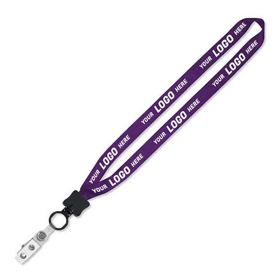 Full Color Lanyard with Plastic O-Ring and Metal Bulldog Clip in Athletic Gold
