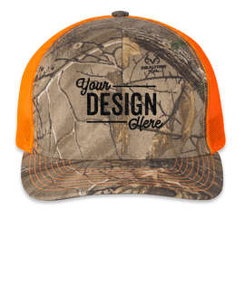 Richardson Patterned Snapback Trucker Hat - Color: Realtree Edge / Neon Orange
