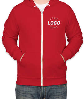 Embroidered Bella + Canvas Ultra Soft Zip Hoodie - Color: Red