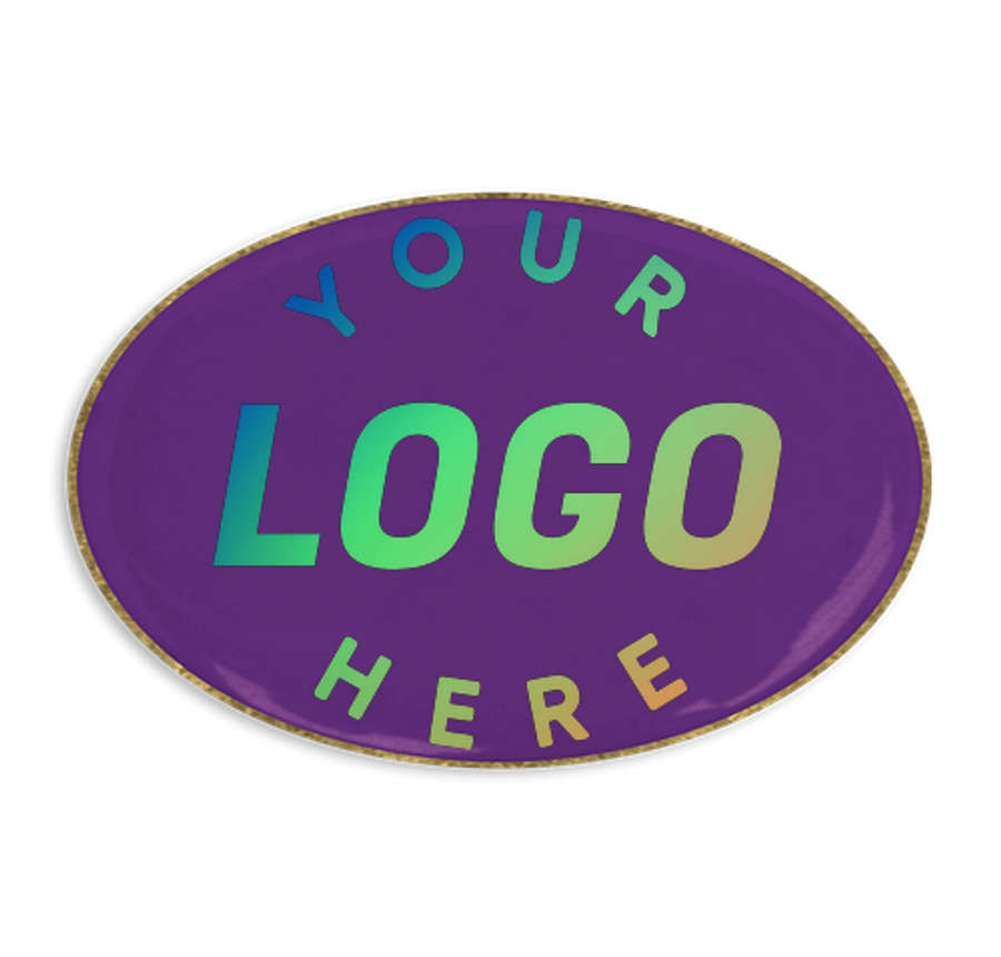 Oval Lapel Pin in Team Purple / Brass