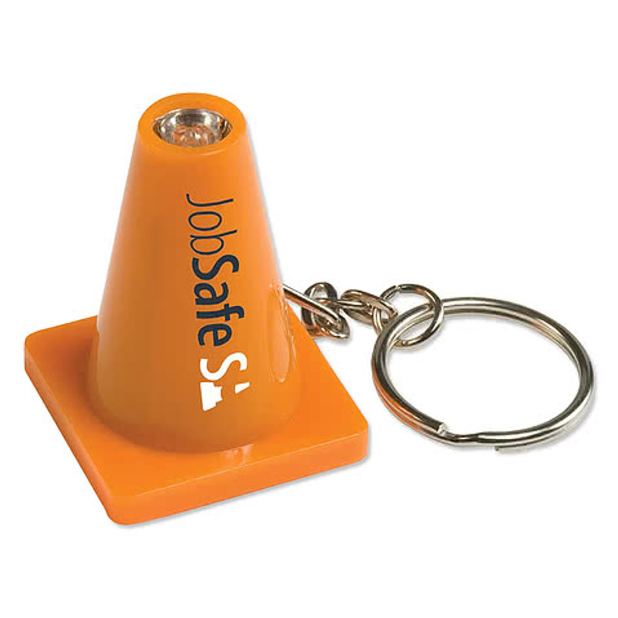 Light Up Safety Cone Keychain in Orange