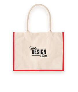 Cotton Landscape Shopper Tote - Color: Natural / Red