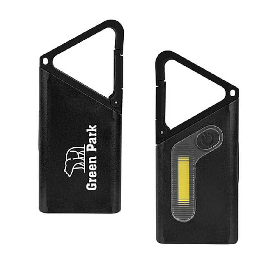 Clip 'N Grow Rechargeable COB Flashlight Carabiner Keychain in BLACK WITH WHITE