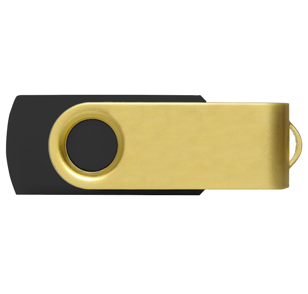 Full Color Gold Matte Swivel USB Flash Drive 32GB-default