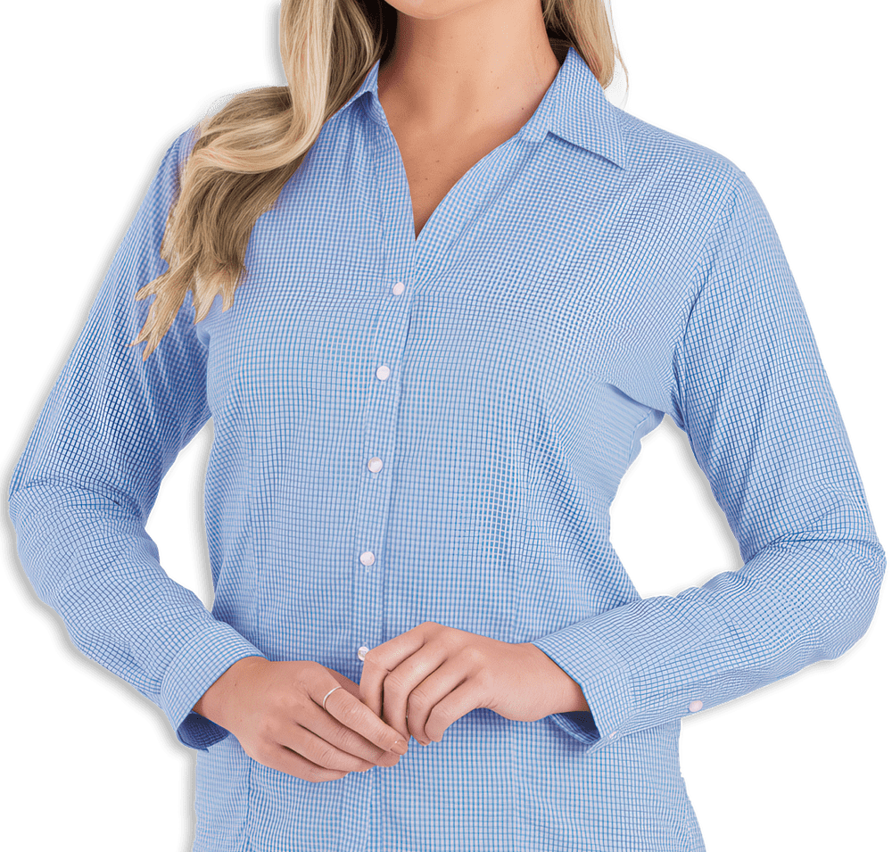 Blue Generation Women's Untucked Gingham Long Sleeve Dress Shirt-default