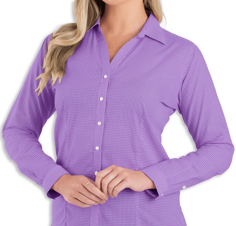 Blue Generation Women's Untucked Gingham Long Sleeve Dress Shirt-default