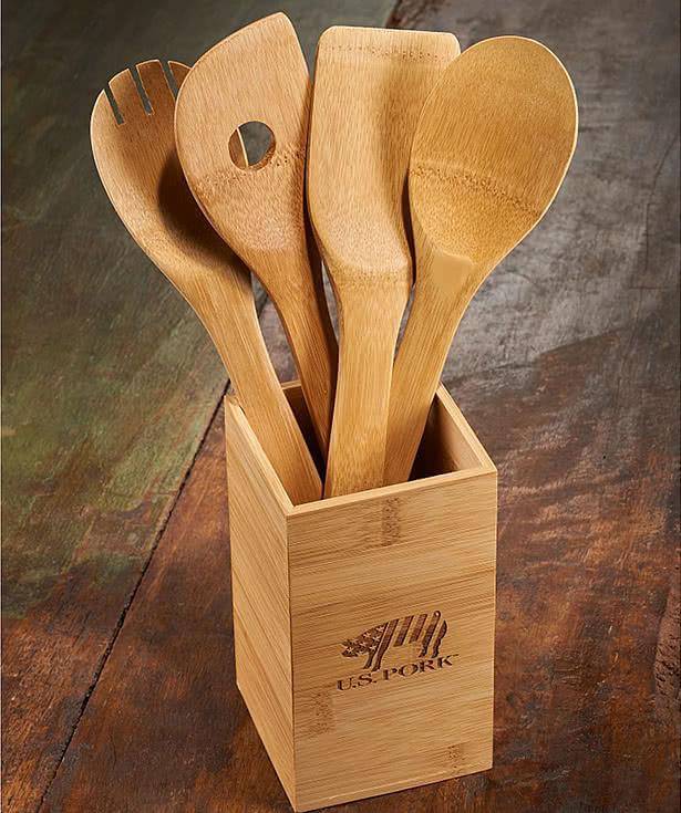 Laser Engraved 4-piece Bamboo Kitchen Tool Set
