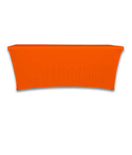 Full Color 8' Ultrafit Curve Open-Back Stretch Tablecloth - Color: Orange