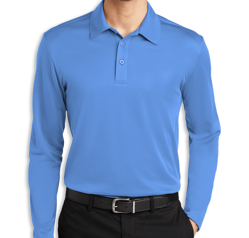 Port Authority Silk Touch Long Sleeve Performance Polo - Embroidered-default
