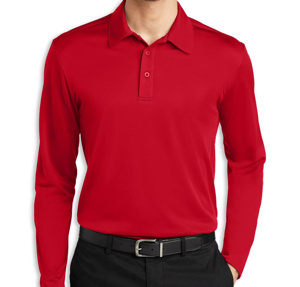 Port Authority Silk Touch Long Sleeve Performance Polo - Embroidered-default