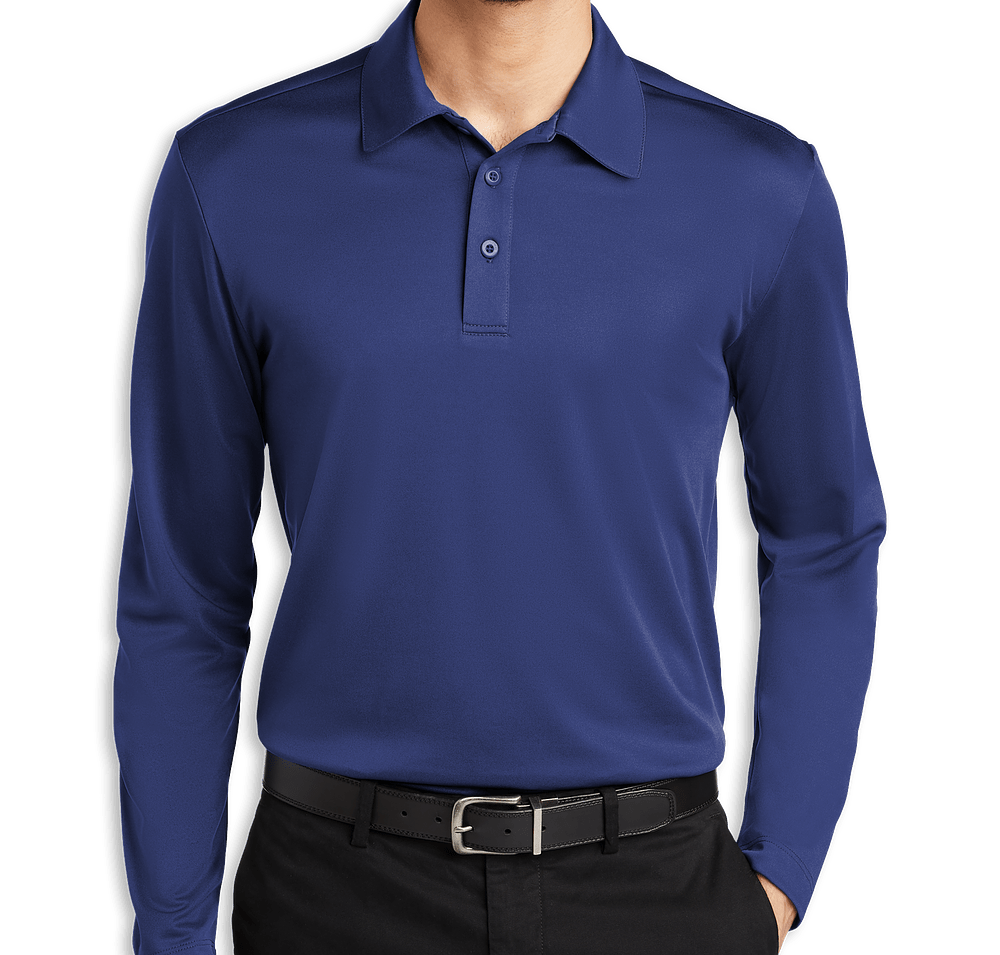 Port Authority Silk Touch Long Sleeve Performance Polo - Embroidered-default