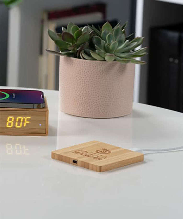 Laser Engraved Bamboo 5W Portable Wireless Charging Pad