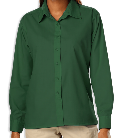 Blue Generation Women's Value Long Sleeve Poplin Dress Shirt - Embroidered in Hunter