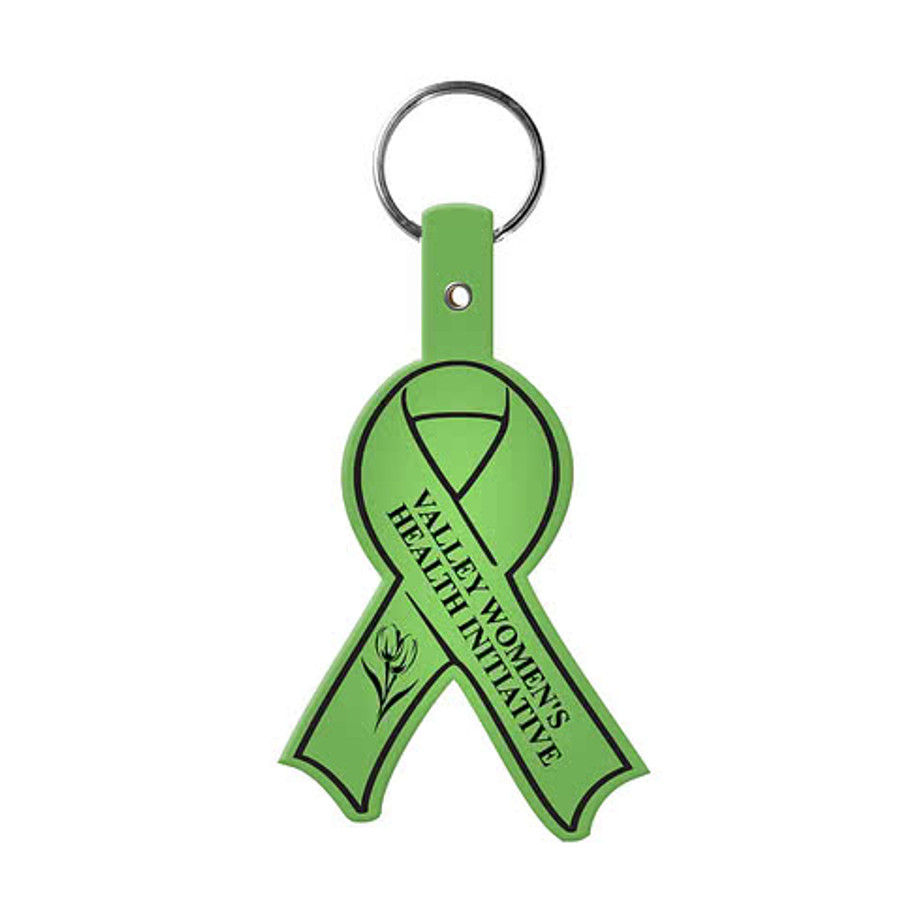Awareness Ribbon Shaped Flexible Keychain in Translucent Pink