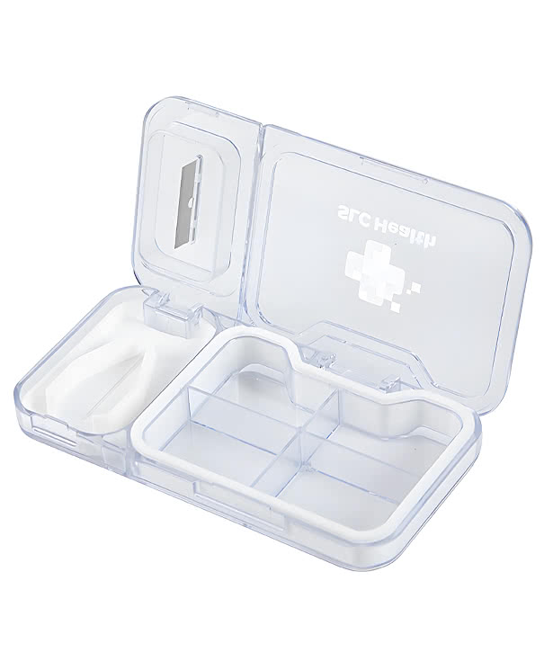Cache 4-Compartment Pill Box with Pill Splitter