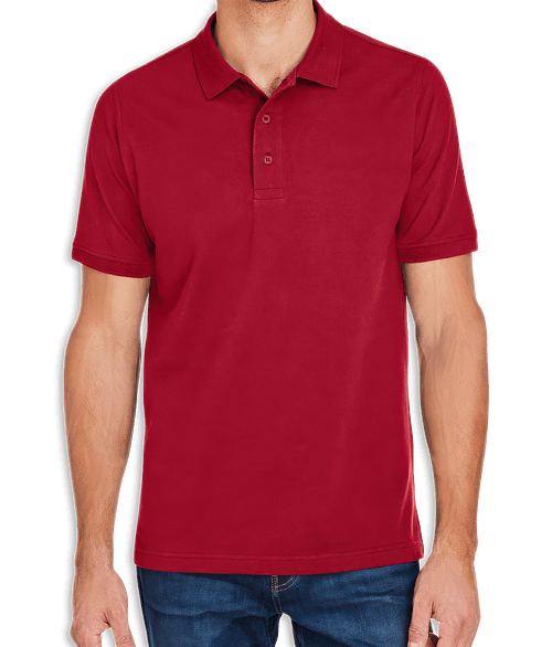 Harriton Valiant Cotton Snag Protect Pique Polo - Printed in Red