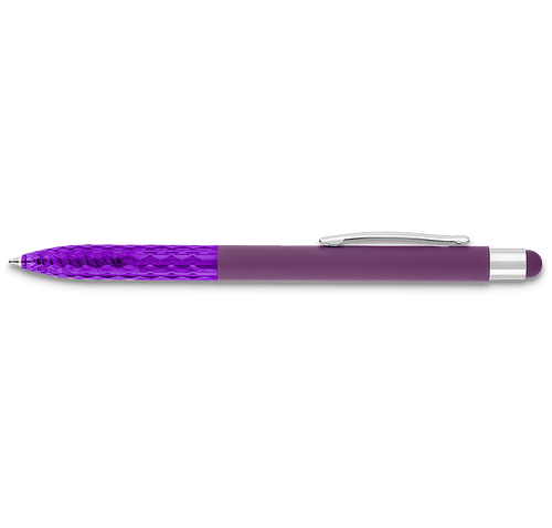 Kelsey Recycled Aluminum Stylus Pen (black ink) in TRANSLUCENT PURPLE