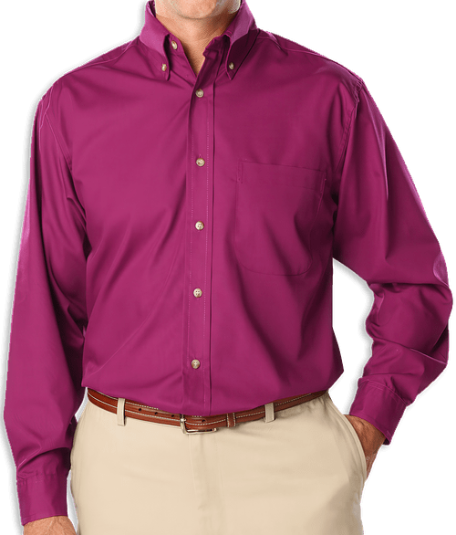 Blue Generation Superblend Poplin Long Sleeve Dress Shirt - Embroidered in Berry